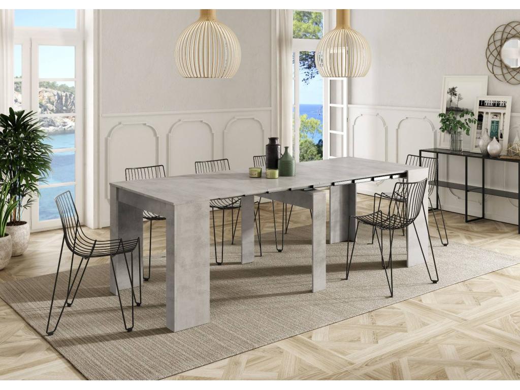 Dormeva Console Extendable Dining Table with Versatile Extensions, Seats Up to 10, 51/237x90h78 cm, Cement, ENEP46995