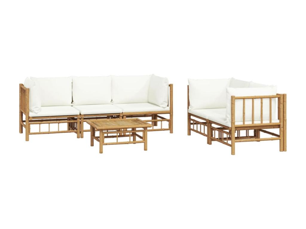 Dormeva HMGL45251 6-piece garden furniture set with cream-white cushions