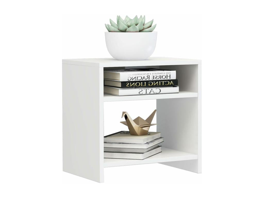 High-gloss white bedside table, 40x30x40 cm, engineered wood, RQZV84093