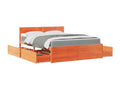Bed with drawers/brown waxed mattress 160x200 cm solid pine wood VEFW55955