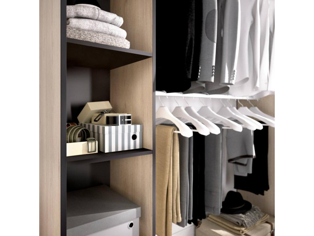 Dormeva Wardrobe Structure for Dressing Room, Extendable Open Hanger, 180x50x205 cm, Oak and Grey, TTHC87056