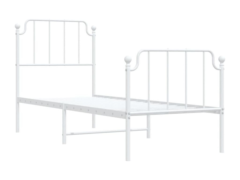 Metal bed frame with white headboard/footboard 75x190 cm PITE07537