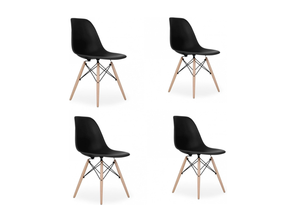 Set of 4 Dormeva plastic chairs - Wooden legs - White HGDS12530