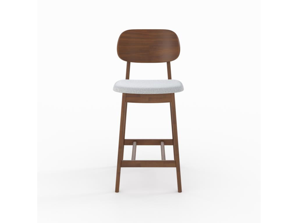 Set of 2 Dormeva BIWL73009 66cm Kitchen Island Chairs in Wood and Grey Fabric