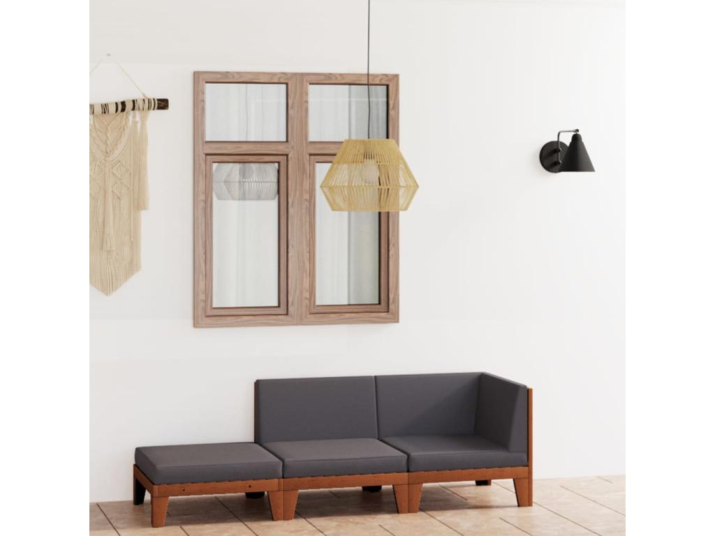3-piece garden furniture set with cushions, solid Dormeva wood, FVPR25957