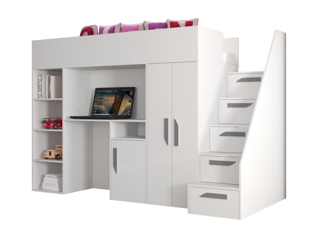 Dormeva 14 Bunk Bed 247/165/120 White/White/Grey PXJR70792