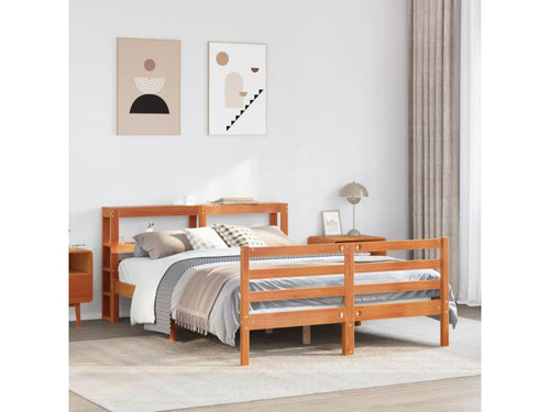 Bed frame without mattress, brown wax finish, 160x200cm, solid pine wood XHDK67461