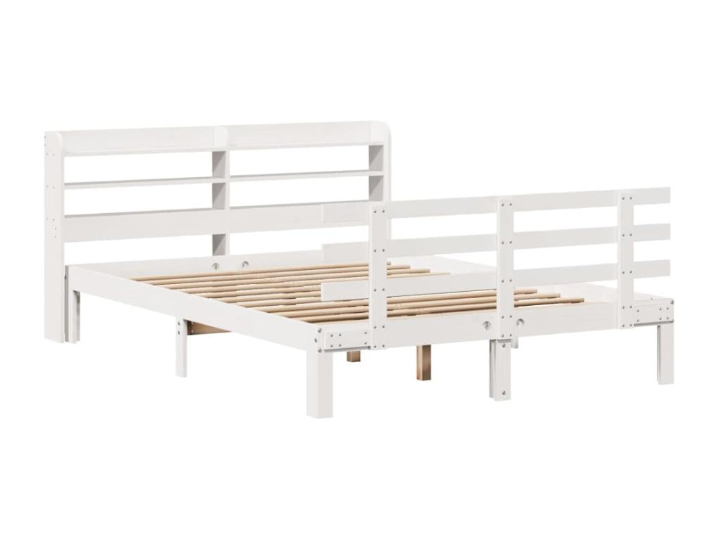Bed frame with headboard, mattress not included, white, 160x200 cm, SNNL91550