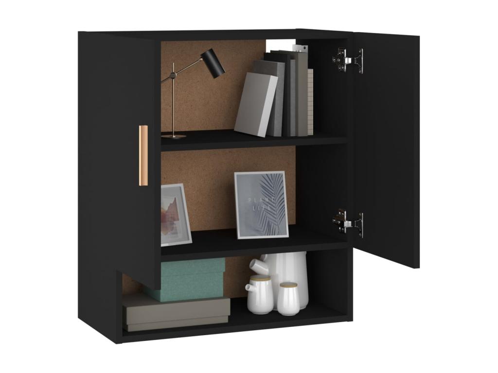 Black wall cabinet 60x31x70 Engineered wood LRQA05790