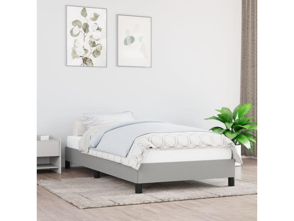 Light Grey Bed Frame 100x200 cm Fabric KPQN28194