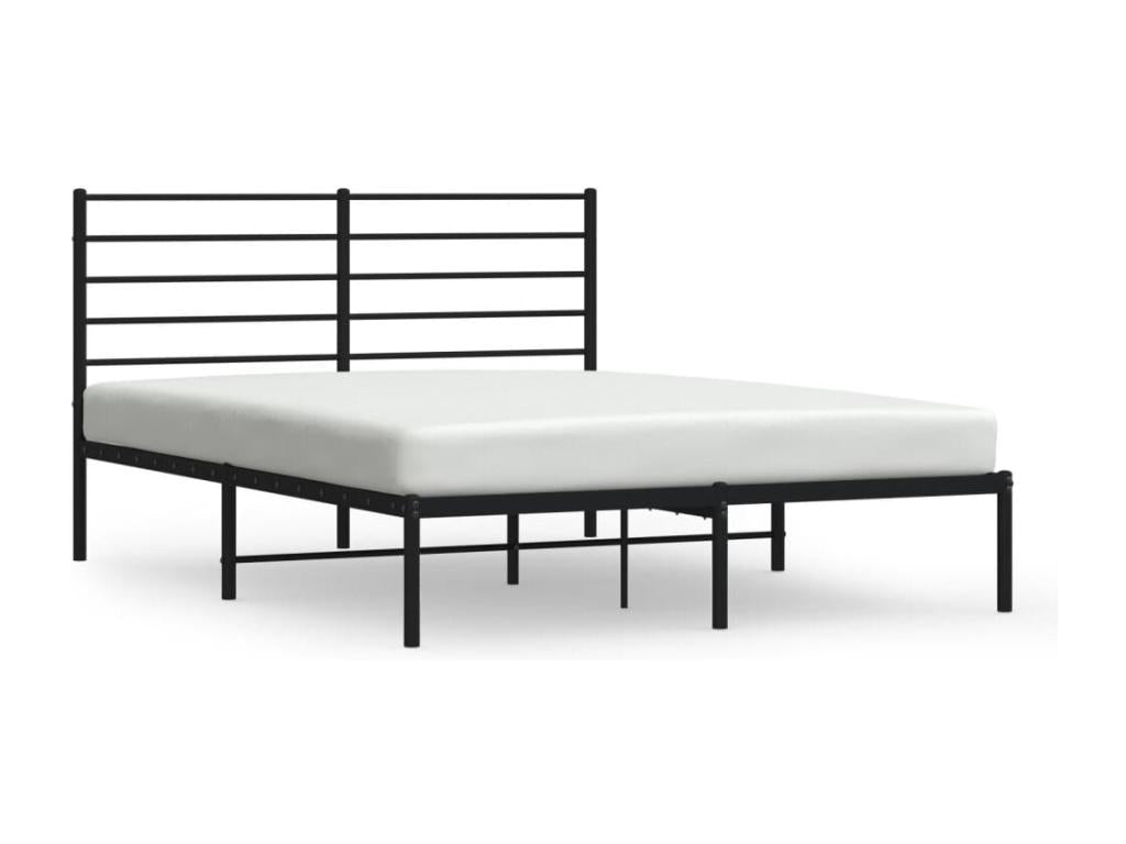 Metal bed frame with black headboard 140x190 cm NVZE45771