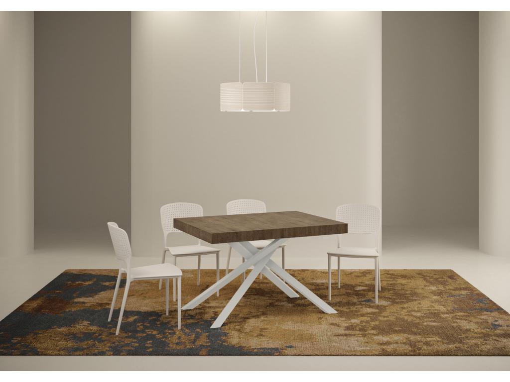 Karida Premium extendable table 90x120/224 cm, walnut finish, white legs, BTEX72469