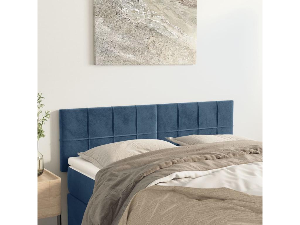 2-piece headboard set, dark blue, 72x5x78/88 cm, velvet, CJNW77014