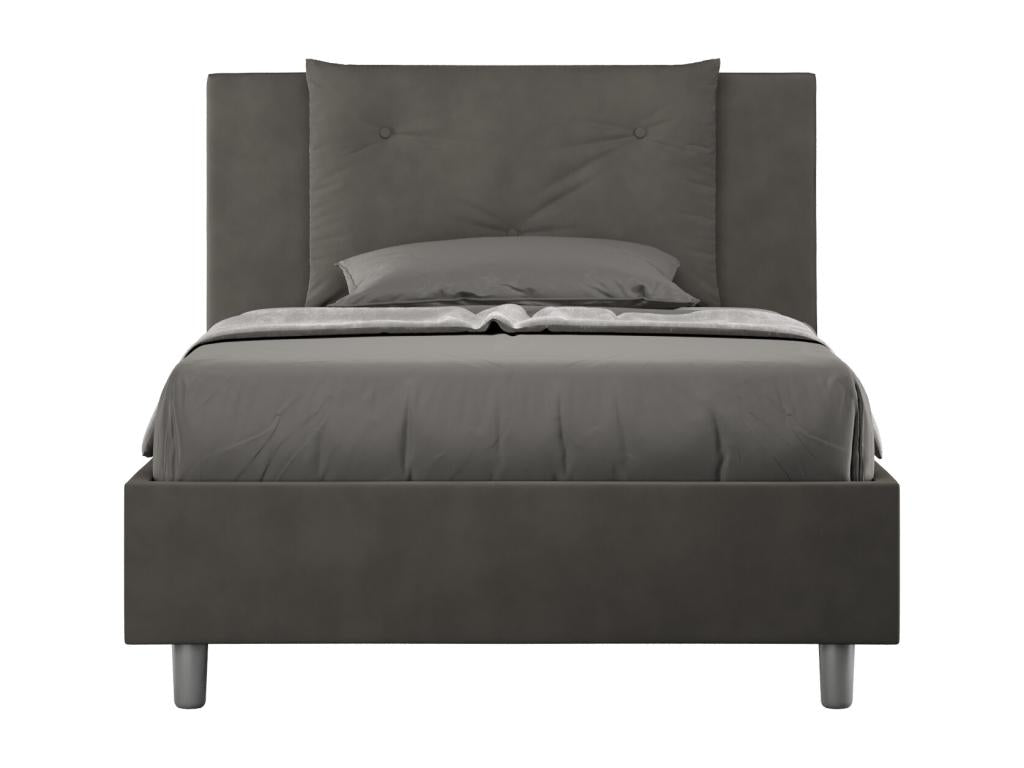 Dormeva WOWP82121 Single Bed with Storage, Upholstered 120x190cm Grey Microfiber