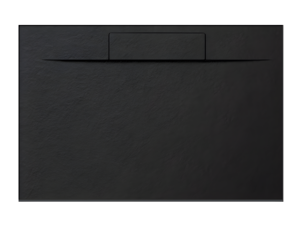 Dormeva 80x175 cm Black Shower Tray in Resin and Marble Powder with Side Grid in Marble Resin SDIH30690