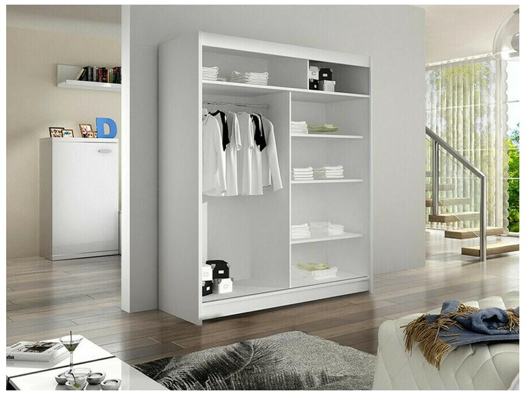 Dormeva 147 Black - White Wardrobe 200x120x58cm Sliding Wardrobe Doors QNMJ81968