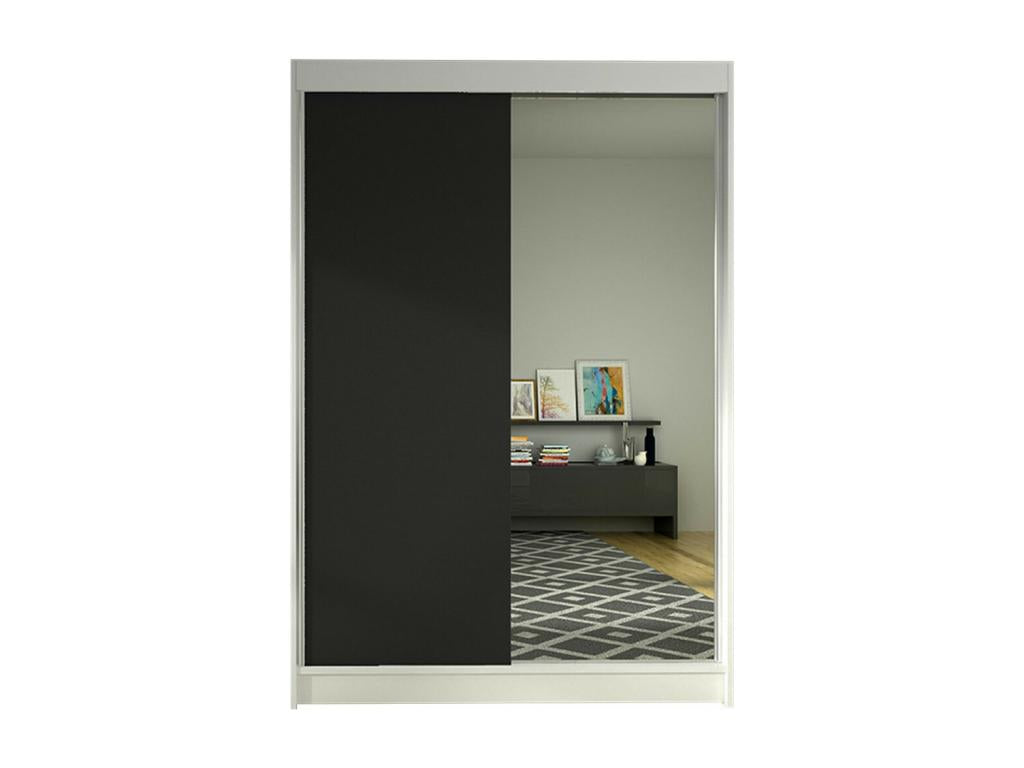 Armoire Dormeva 147 Noir - Blanc 200x120x58cm Portes d'armoire Glissement QNMJ81968