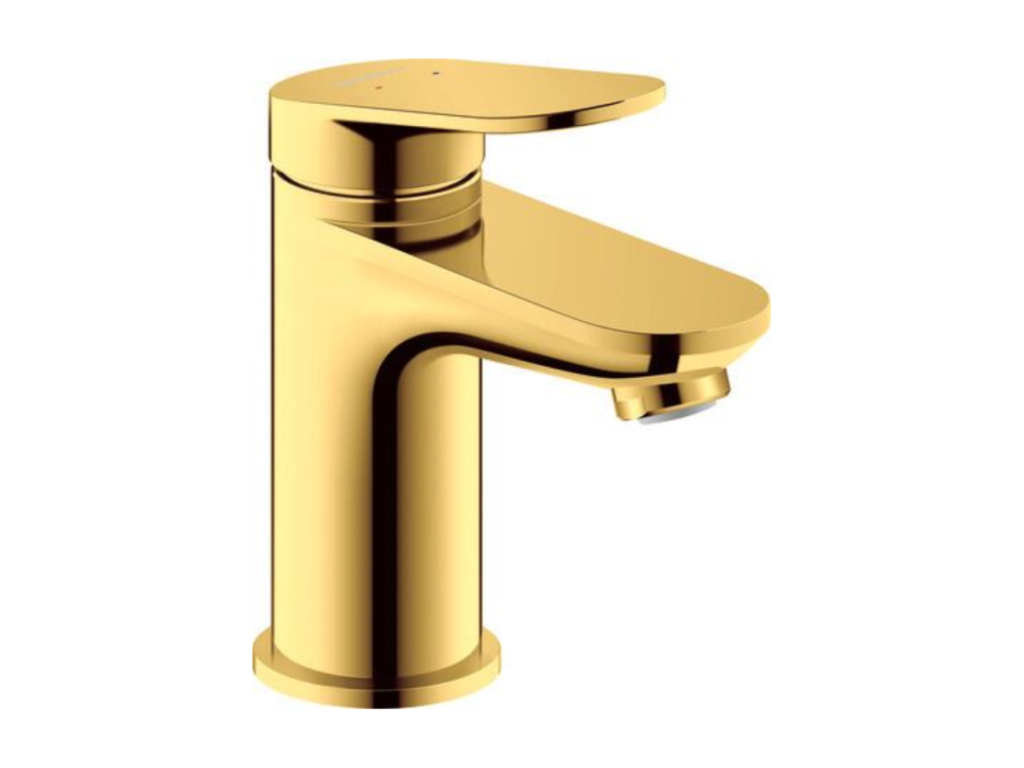Dormeva S polished gold basin mixer tap without waste NSMC43367