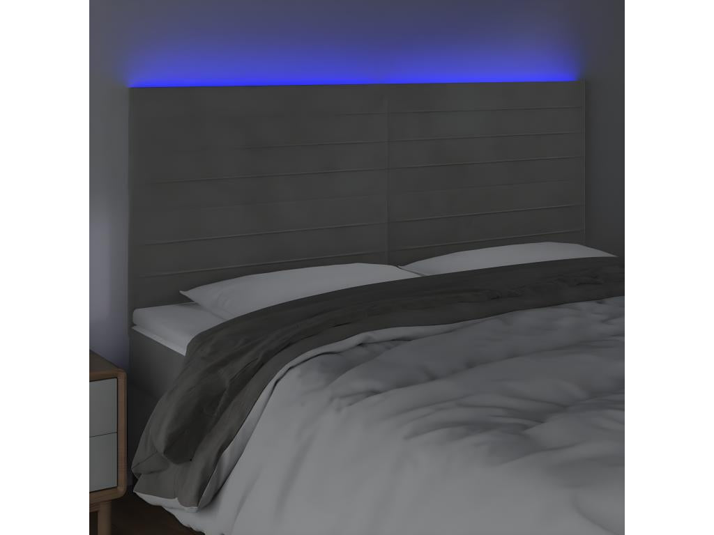 Light Grey LED Headboard 160x5x118/128 cm Velvet LOAM04382