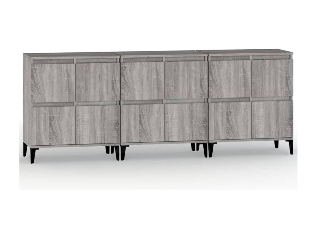 Dormeva 3-piece sideboard set, grey, 60x35x70 cm, engineered wood, QYOS73308