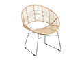 Round armchair in metal and natural rattan UKHQ18391