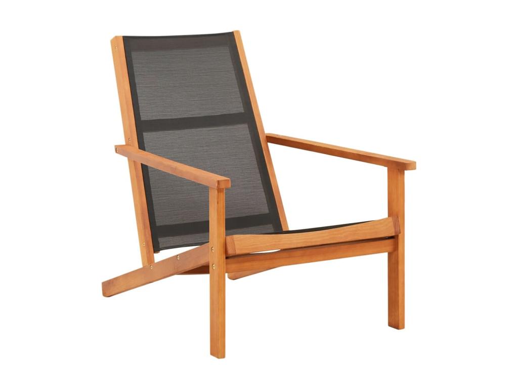 Black garden chair made of solid eucalyptus wood and textilene FBYW54805