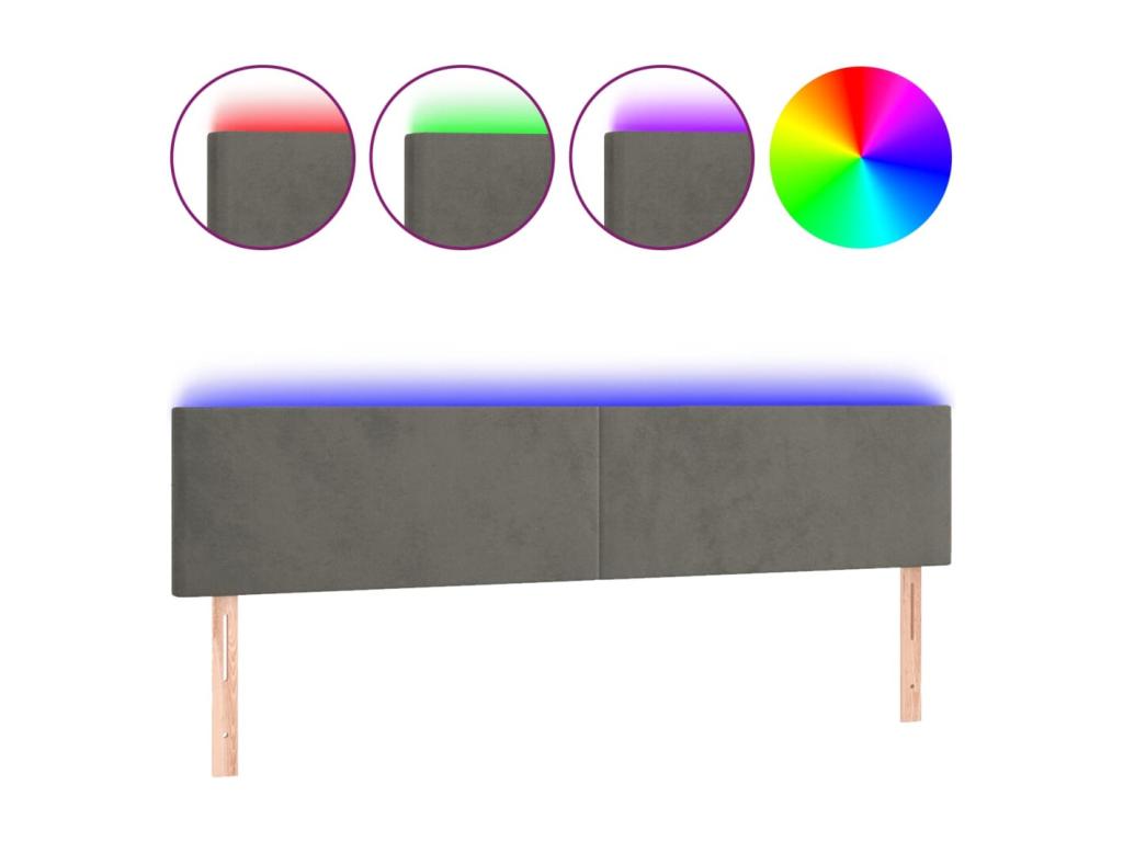 LED Headboard Dark Grey 200x5x78-88 Velvet CVOT21907