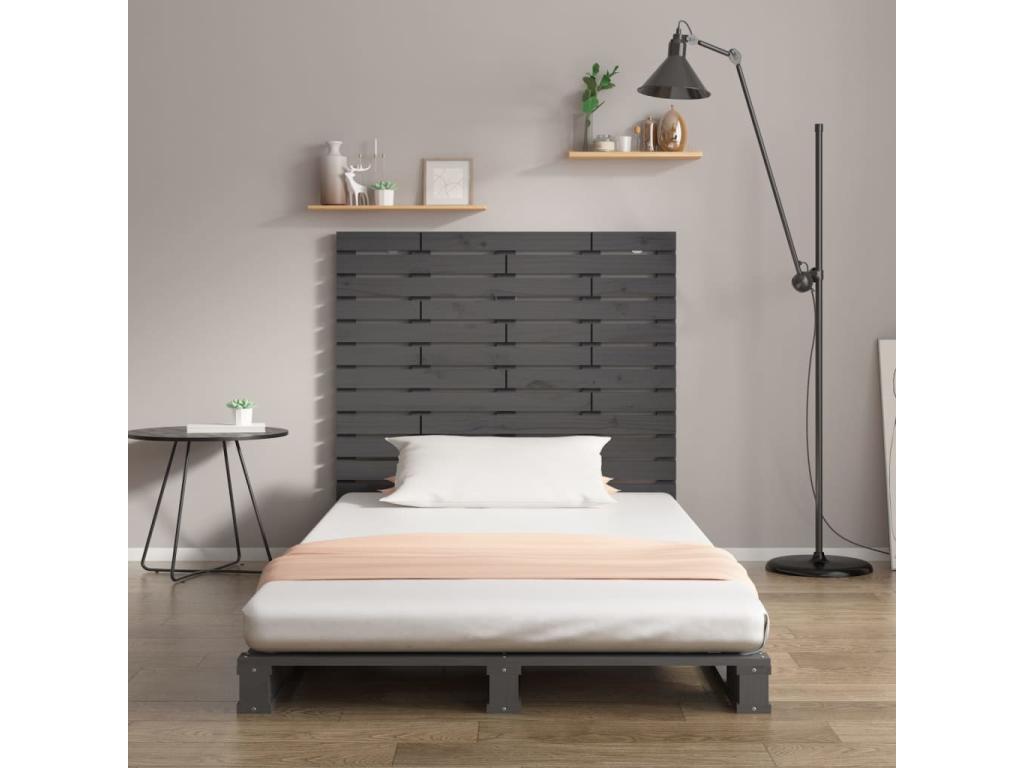 Wall-mounted headboard, grey, 81x3x91.5 cm, solid pine wood, EAAJ11909