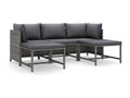 5-piece garden furniture set with cushions, Grey woven resin, RUEV31372
