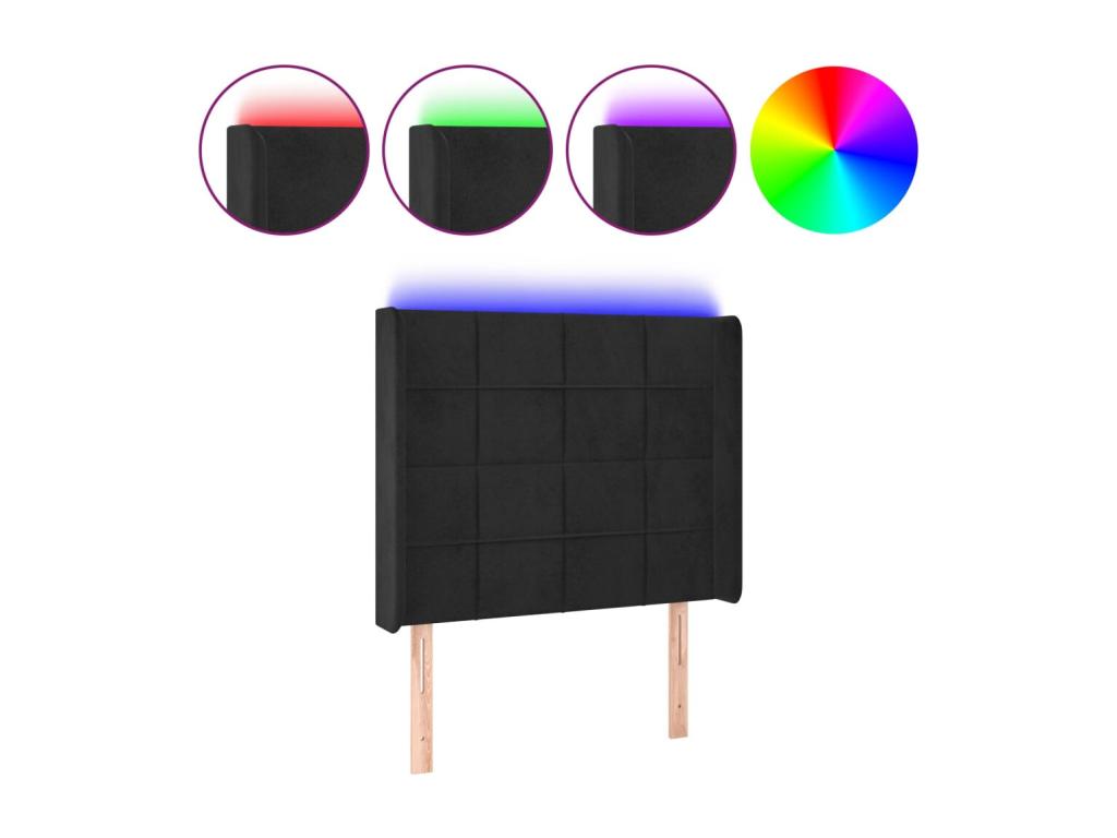 Black LED Headboard 103x16x118-128 Velvet BSIL57418