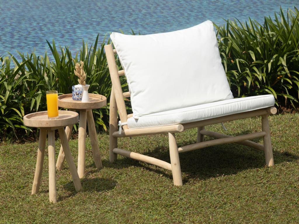 Set of 2 teak garden side tables, 30 cm diameter - Light natural finish - Dormeva JJKI68000