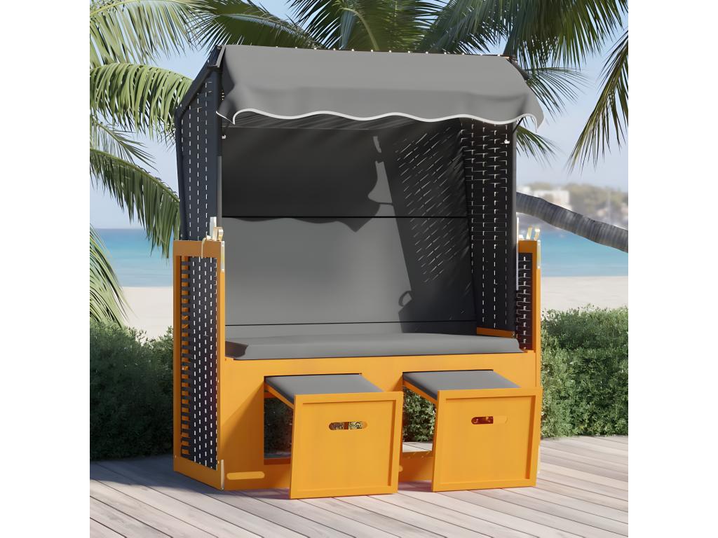 Dormeva with anthracite resin wicker and solid wood canopy DLUX68856