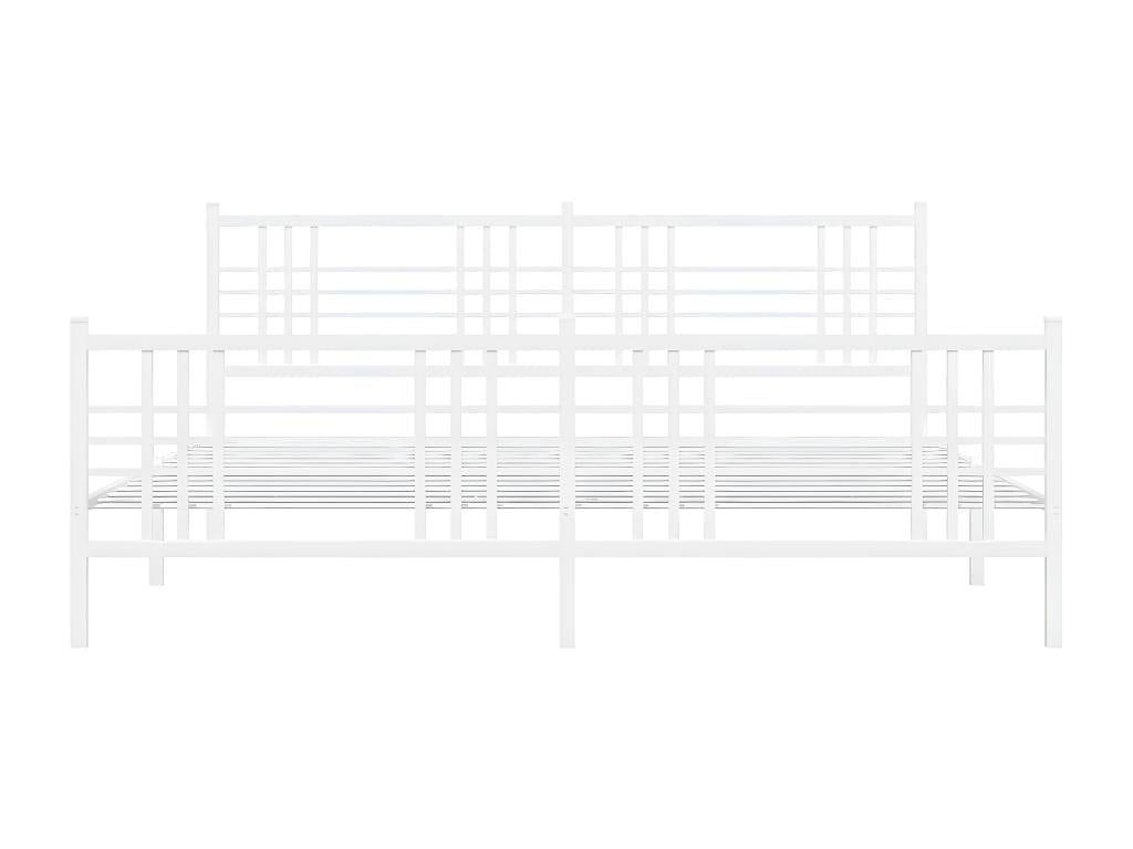 Metal bed frame with white headboard/footboard 183x213cm UYRT14471