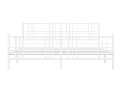 Metal bed frame with white headboard/footboard 183x213cm UYRT14471