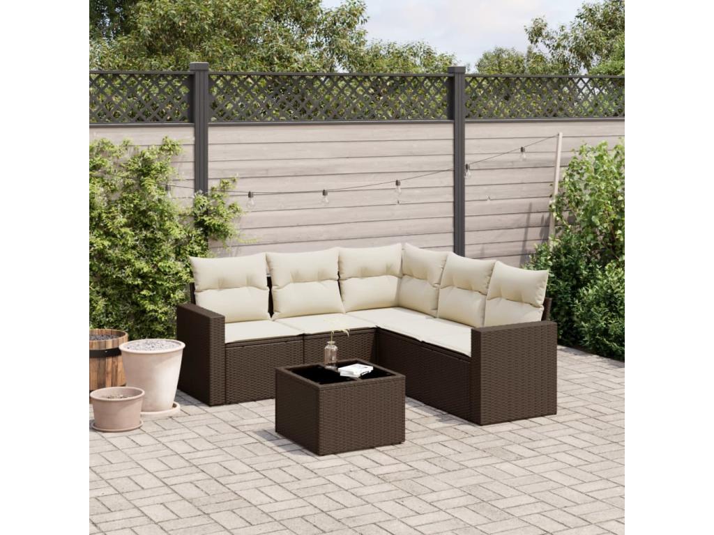 6-piece brown resin wicker garden furniture set with cushions XOJI99425