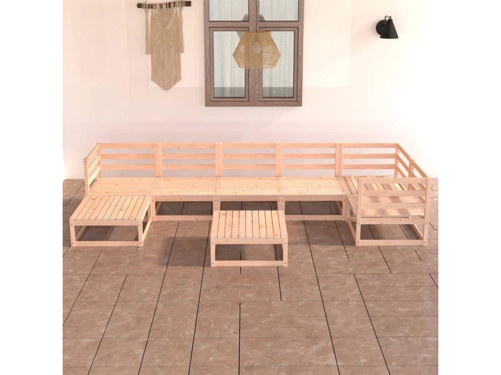 8-piece garden furniture set, solid pine wood, OAWG59502
