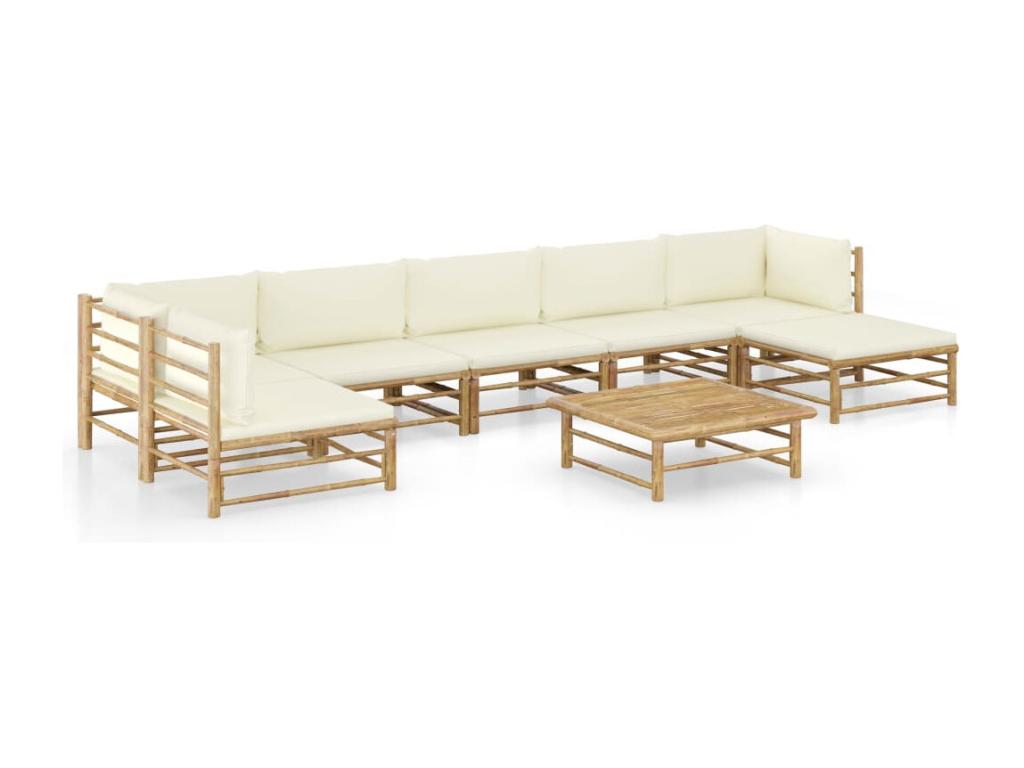Dormeva AWZJ17949 8-piece garden furniture set with cream-white cushions