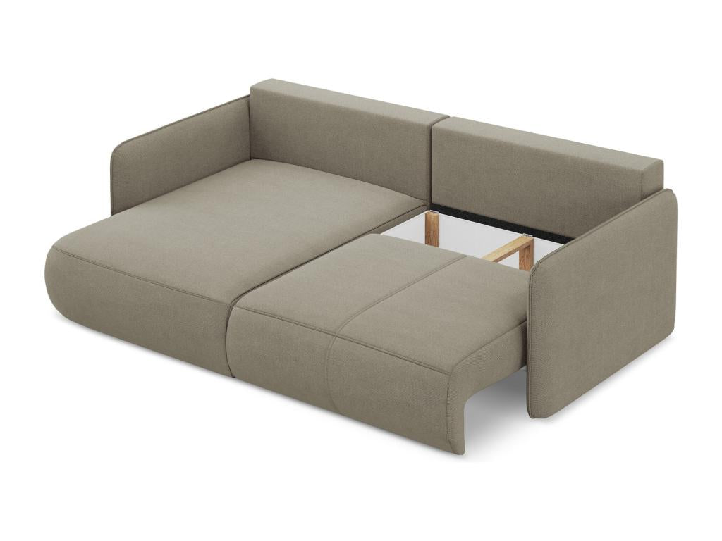 Dormeva THFR16313 Left-hand corner sofa bed in textured fabric - dark beige