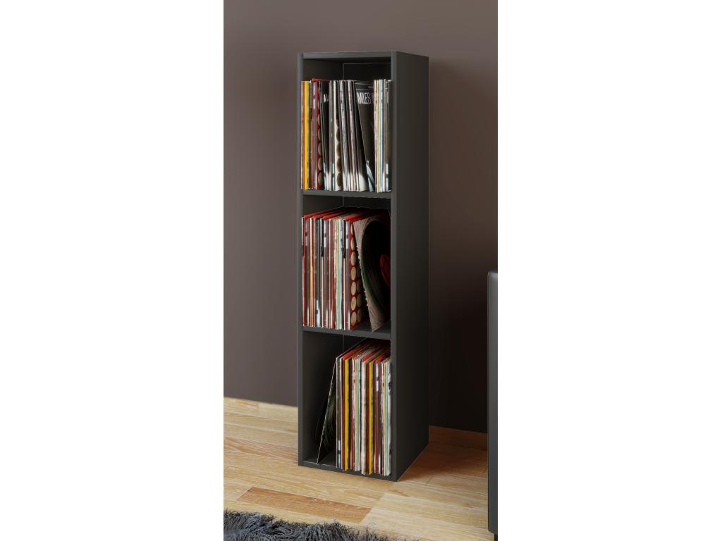 Dormeva wood vinyl LP Stand Filing Shelf Storage Rack Platto 3 compartments Black TNSH83402