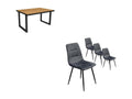 Dining Table Set 140cm Oak and Industrial Black Dining Table Set of 4 Dining Chairs Upholstered Chair YGOZ77457