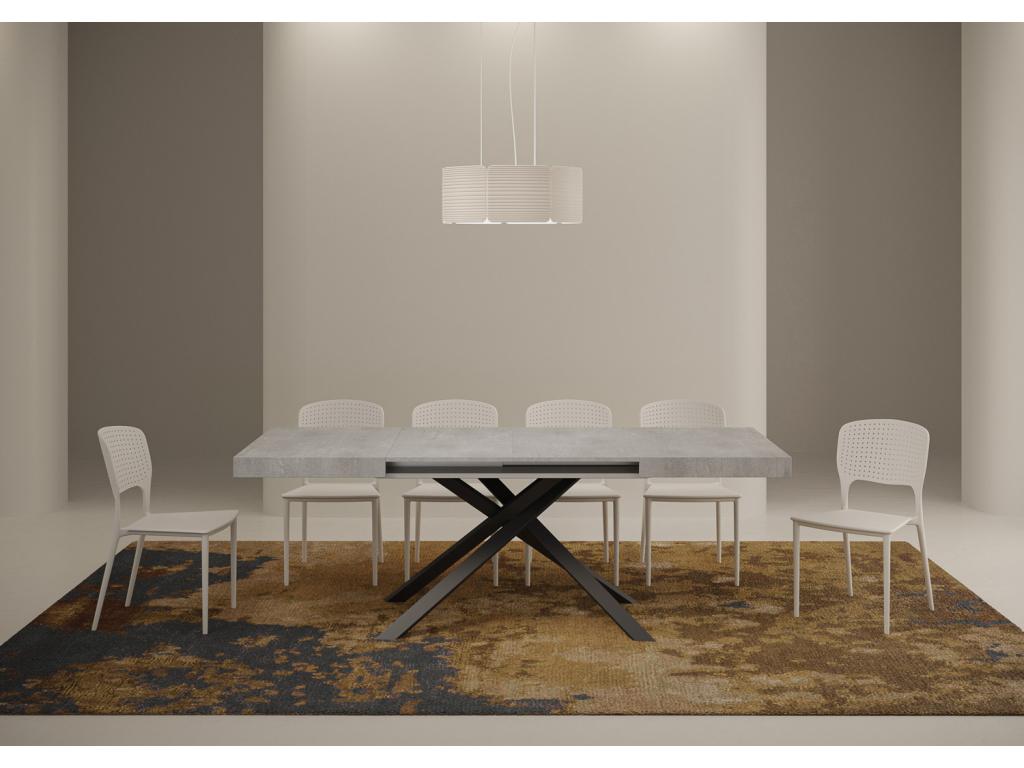Karida extendable table 80x120/204 cm, concrete grey with anthracite legs OZTW65317