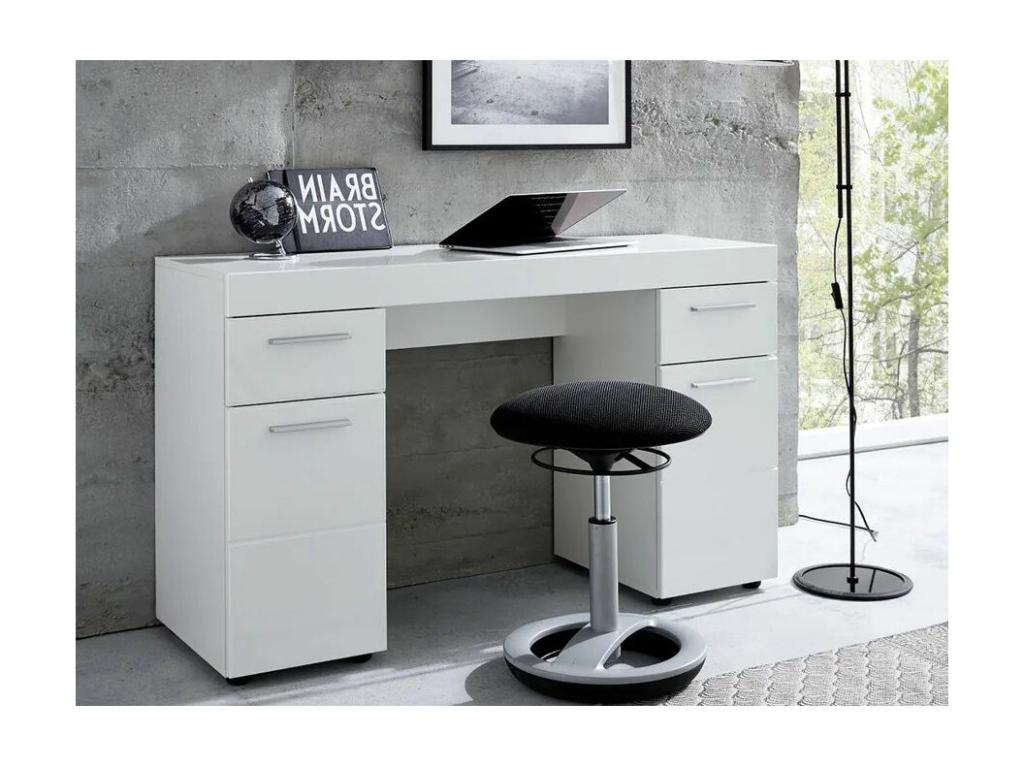 Dormeva WILP68001 White Lacquered Desk with 2 Doors and 2 Drawers