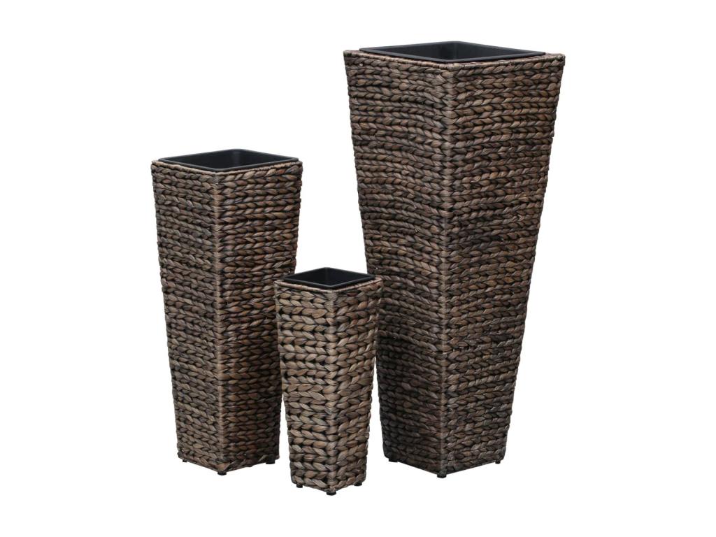 3-piece Water Hyacinth Planters, Dark Brown IOGV46419