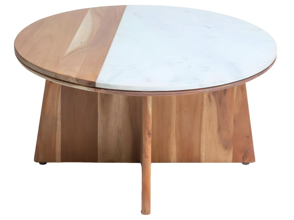 Dormeva round coffee table in wood and Dormeva marble FBLV99024