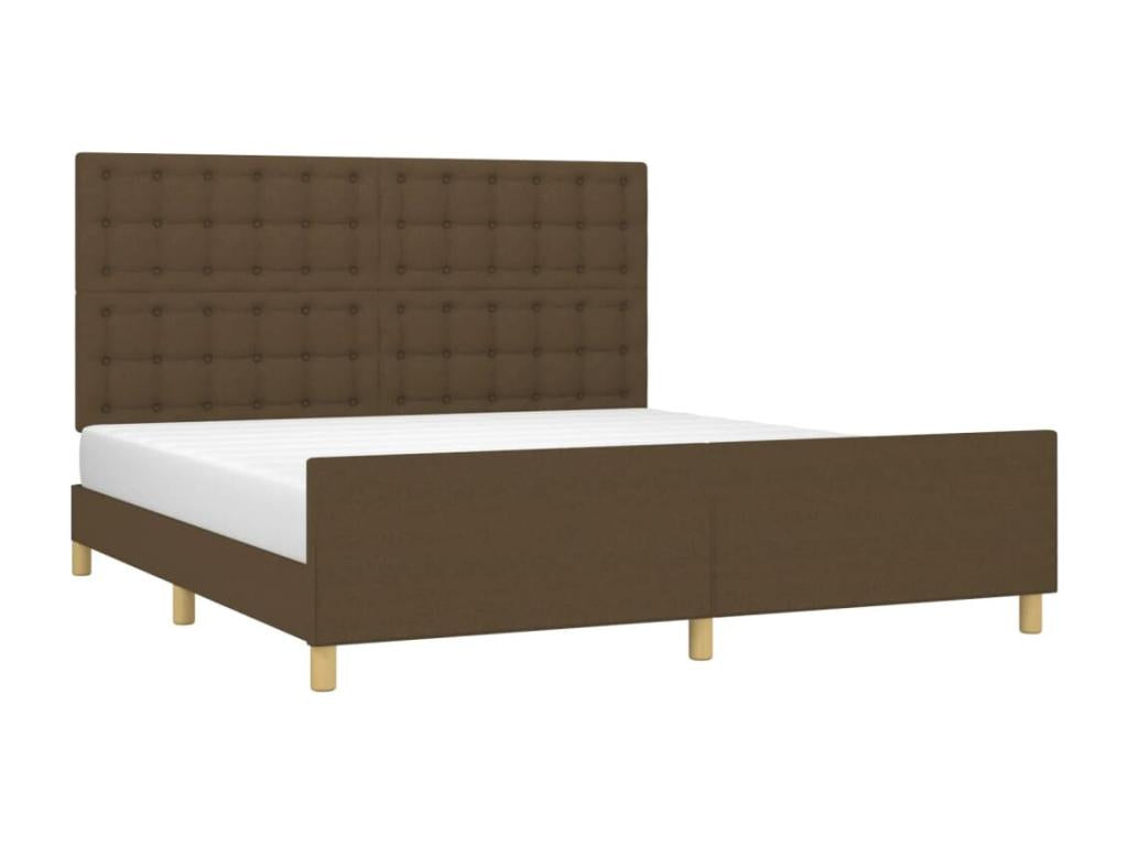 Bed frame with headboard, dark brown, 180x200 cm, fabric ELAG93438