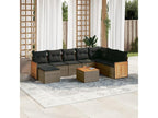9-piece garden furniture set with grey resin wicker cushions NIVD96651
