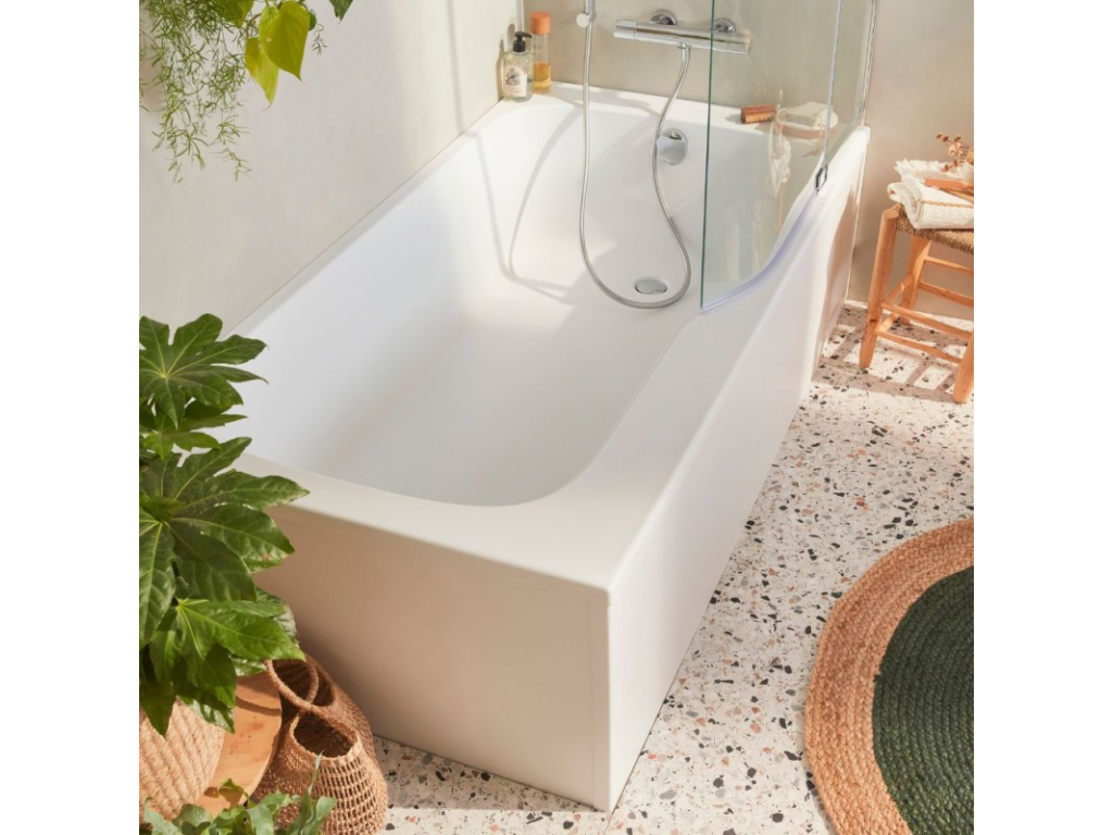 Dormeva 170x90 Bathtub/Shower Pack, Right-Hand Version with Corner Panel, JJPY83342