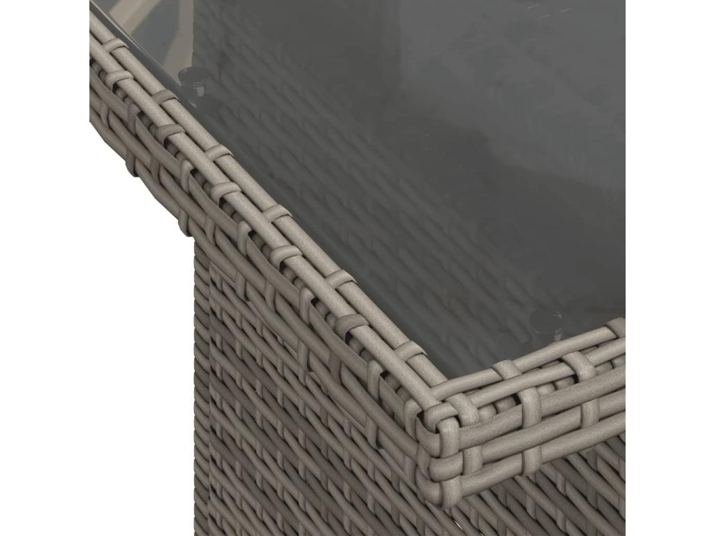 5-piece garden furniture set with grey resin wicker cushions YJMX06974