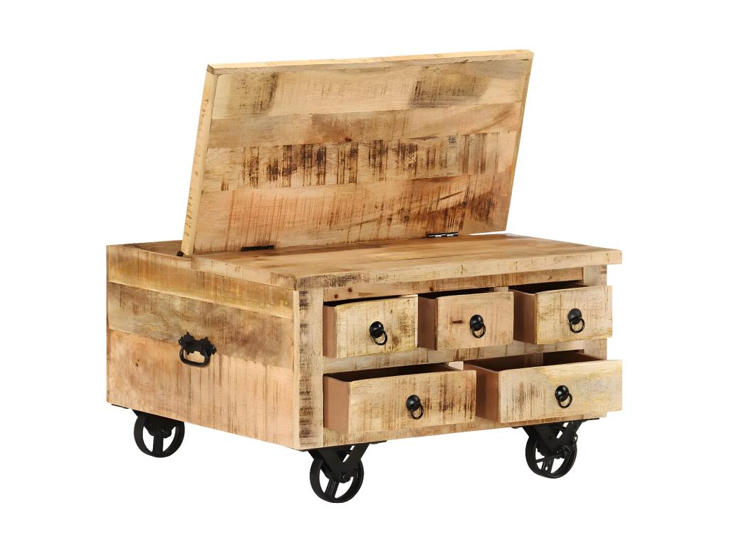 Coffee table in raw mango wood, 70x70x40 cm, JIAM84003