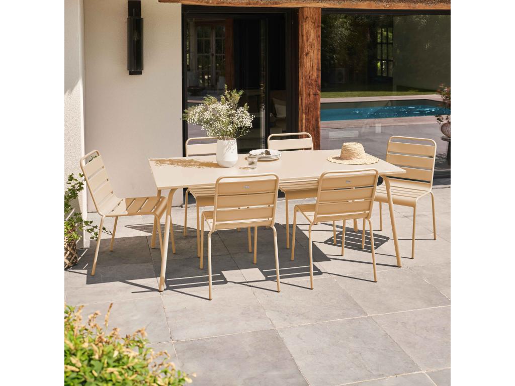 Garden table and 6 chairs in ivory metal - Dormeva AGGO38715